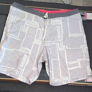 Tommy Bahama Gray and White Geometric Swim Shorts
